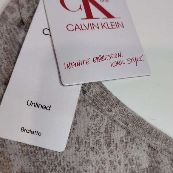 NEW with TAGS Calvin Klein CK One Bralette size XL SNAKESKIN cream QF5727 - Picture 3 of 6